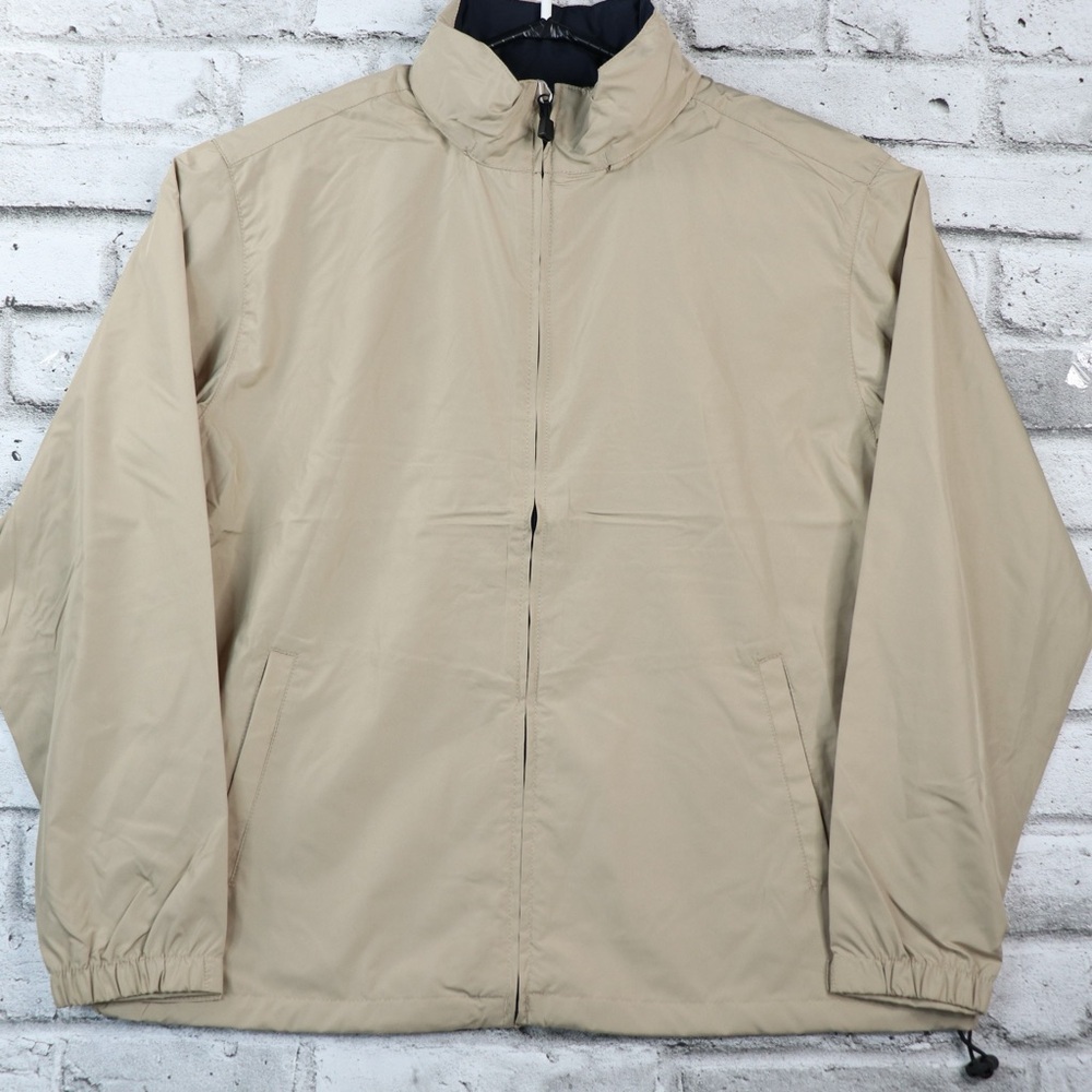 North End Men's Large Putty Jacket with Navy Blue Water Resistant Windbreaker